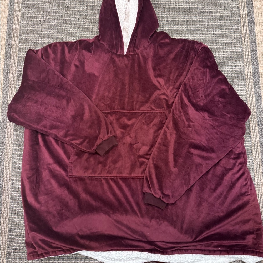 The Comfy Burgundy Hooded Blanket Sweatshirt
